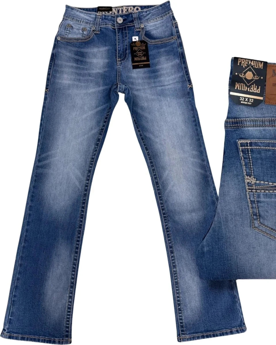 Men's Boot Cut Western Jeans – Stretch Denim Cowboy Pants - Light Blue 4670 - OriginalWestern.com