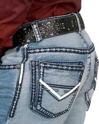 Men's Boot Cut Western Jeans – Stretch Denim Cowboy Pants - Lt Blue 1872 - OriginalWestern.com