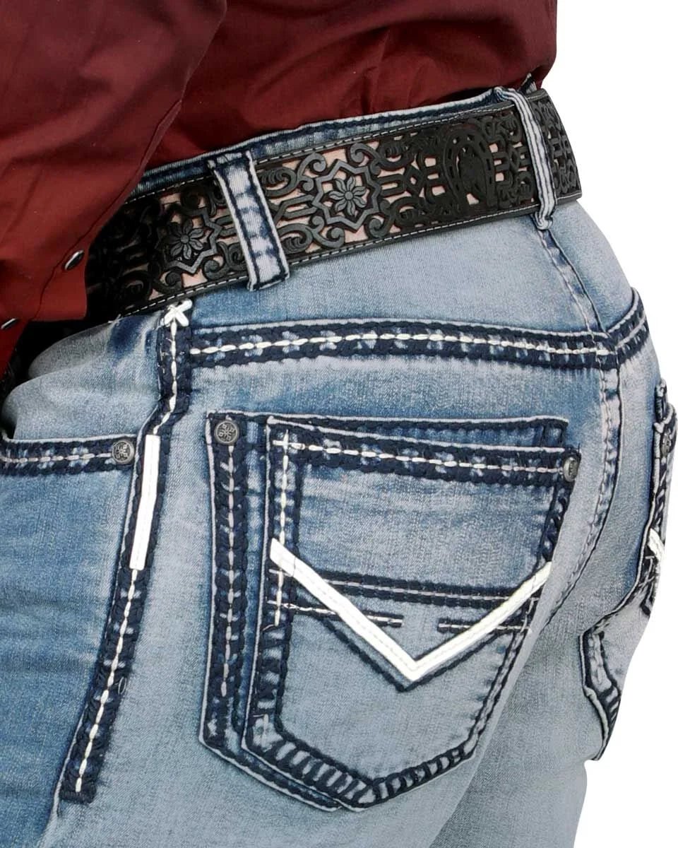Men's Boot Cut Western Jeans – Stretch Denim Cowboy Pants - Lt Blue 1872 - OriginalWestern.com