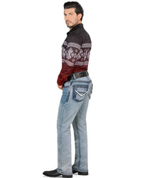 Men's Boot Cut Western Jeans – Stretch Denim Cowboy Pants - Lt Blue 1872 - OriginalWestern.com