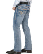 Men's Boot Cut Western Jeans – Stretch Denim Cowboy Pants - Lt Blue 26501 - OriginalWestern.com