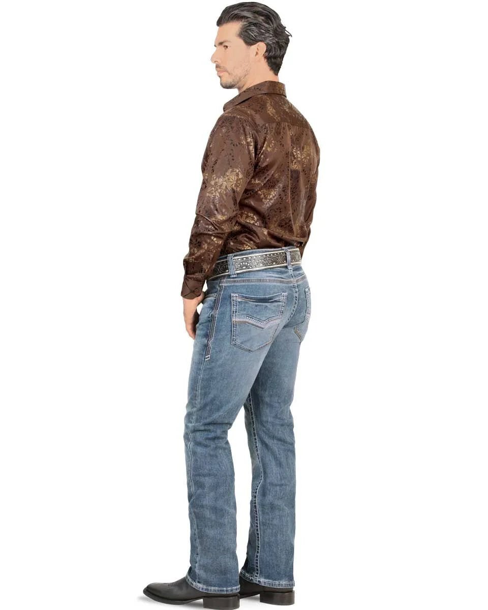 Men's Boot Cut Western Jeans – Stretch Denim Cowboy Pants - Lt Blue 9054 - OriginalWestern.com