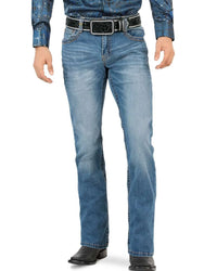Men's Boot Cut Western Jeans – Stretch Denim Cowboy Pants - Med Blue 9046 - OriginalWestern.com