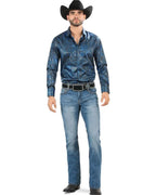Men's Boot Cut Western Jeans – Stretch Denim Cowboy Pants - Med Blue 9046 - OriginalWestern.com