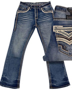 Men's Boot Cut Western Jeans – Stretch Denim Cowboy Pants – Medium Blue 26503 - OriginalWestern.com