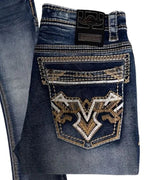 Men's Boot Cut Western Jeans – Stretch Denim Cowboy Pants - Medium Blue 39501 - OriginalWestern.com