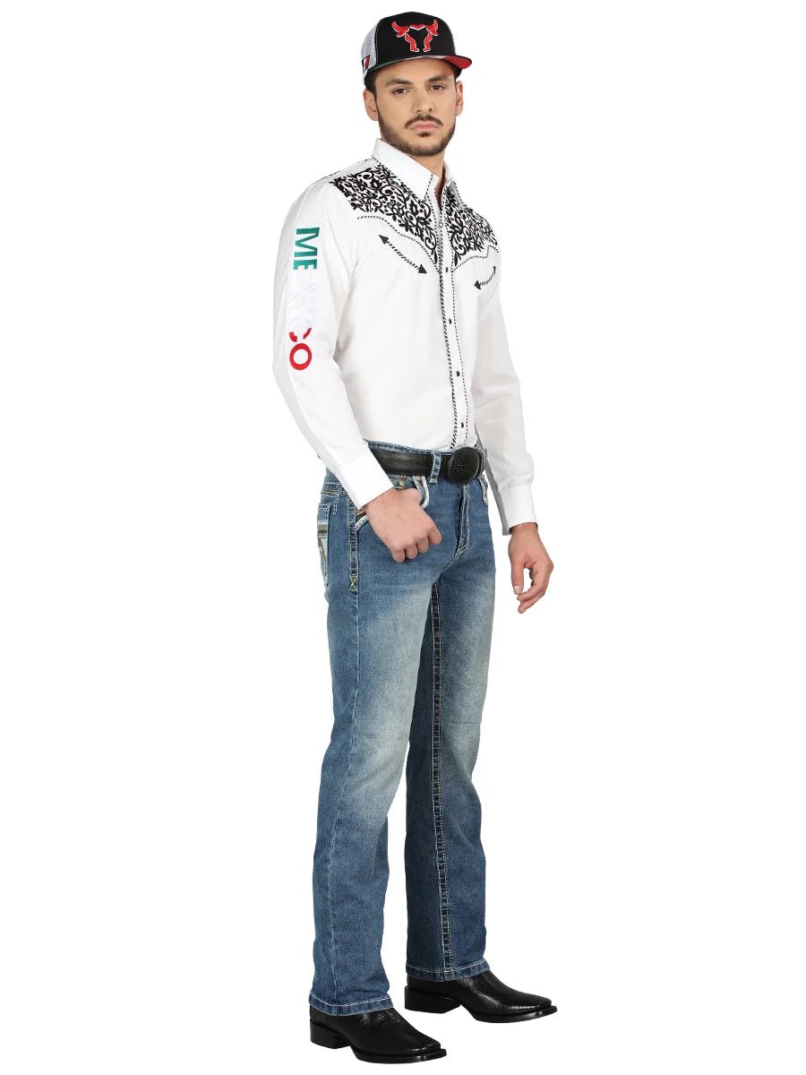 Men's Boot Cut Western Jeans – Stretch Denim Cowboy Pants - Medium Blue 44965 - OriginalWestern.com