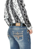 Men's Boot Cut Western Jeans – Stretch Denim Cowboy Pants - Medium Blue 44971 - OriginalWestern.com