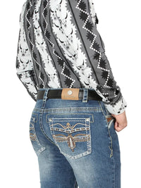 Men's Boot Cut Western Jeans – Stretch Denim Cowboy Pants - Medium Blue 44971 - OriginalWestern.com