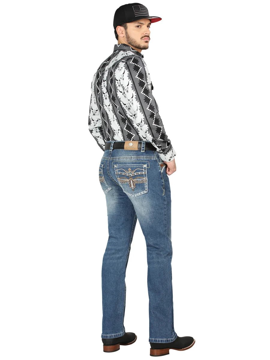 Men's Boot Cut Western Jeans – Stretch Denim Cowboy Pants - Medium Blue 44971 - OriginalWestern.com