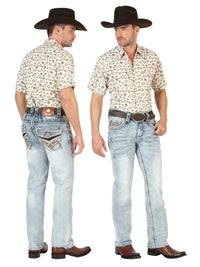Men's Boot Cut Western Jeans – Stretch Denim Cowboy Pants - Medium Blue 45533 - OriginalWestern.com