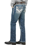 Men's Boot Cut Western Jeans – Stretch Denim Cowboy Pants – Medium Blue 4632 - OriginalWestern.com