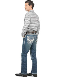 Men's Boot Cut Western Jeans – Stretch Denim Cowboy Pants – Medium Blue 4632 - OriginalWestern.com