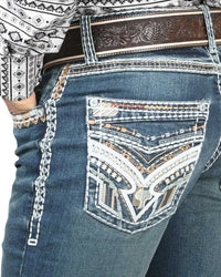 Men's Boot Cut Western Jeans – Stretch Denim Cowboy Pants – Medium Blue 4632 - OriginalWestern.com