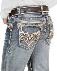 Men's Boot Cut Western Jeans – Stretch Denim Cowboy Pants – Medium Blue 4635 - OriginalWestern.com