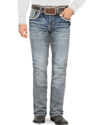Men's Boot Cut Western Jeans – Stretch Denim Cowboy Pants – Medium Blue 4635 - OriginalWestern.com