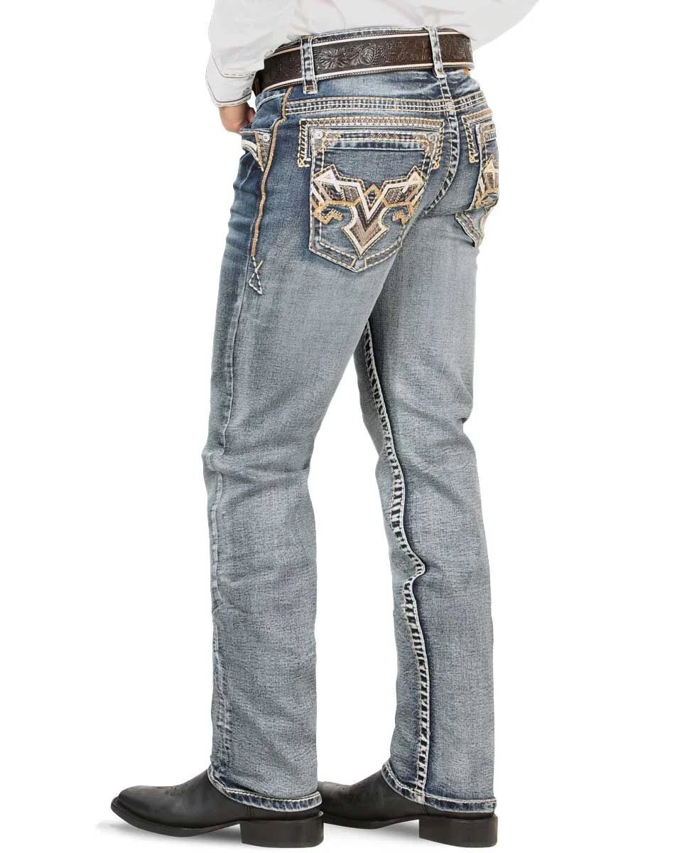 Men's Boot Cut Western Jeans – Stretch Denim Cowboy Pants – Medium Blue 4635 - OriginalWestern.com