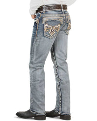 Men's Boot Cut Western Jeans – Stretch Denim Cowboy Pants – Medium Blue 4635 - OriginalWestern.com