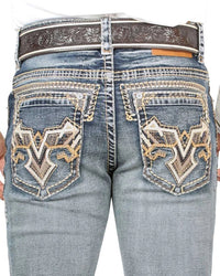 Men's Boot Cut Western Jeans – Stretch Denim Cowboy Pants – Medium Blue 4635 - OriginalWestern.com