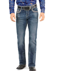 Men's Boot Cut Western Jeans – Stretch Denim Cowboy Pants - Medium Blue 4642 - OriginalWestern.com