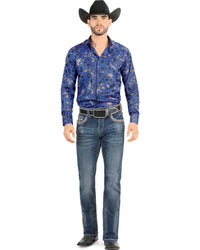 Men's Boot Cut Western Jeans – Stretch Denim Cowboy Pants - Medium Blue 4642 - OriginalWestern.com