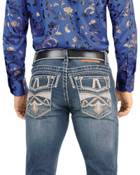 Men's Boot Cut Western Jeans – Stretch Denim Cowboy Pants - Medium Blue 4642 - OriginalWestern.com