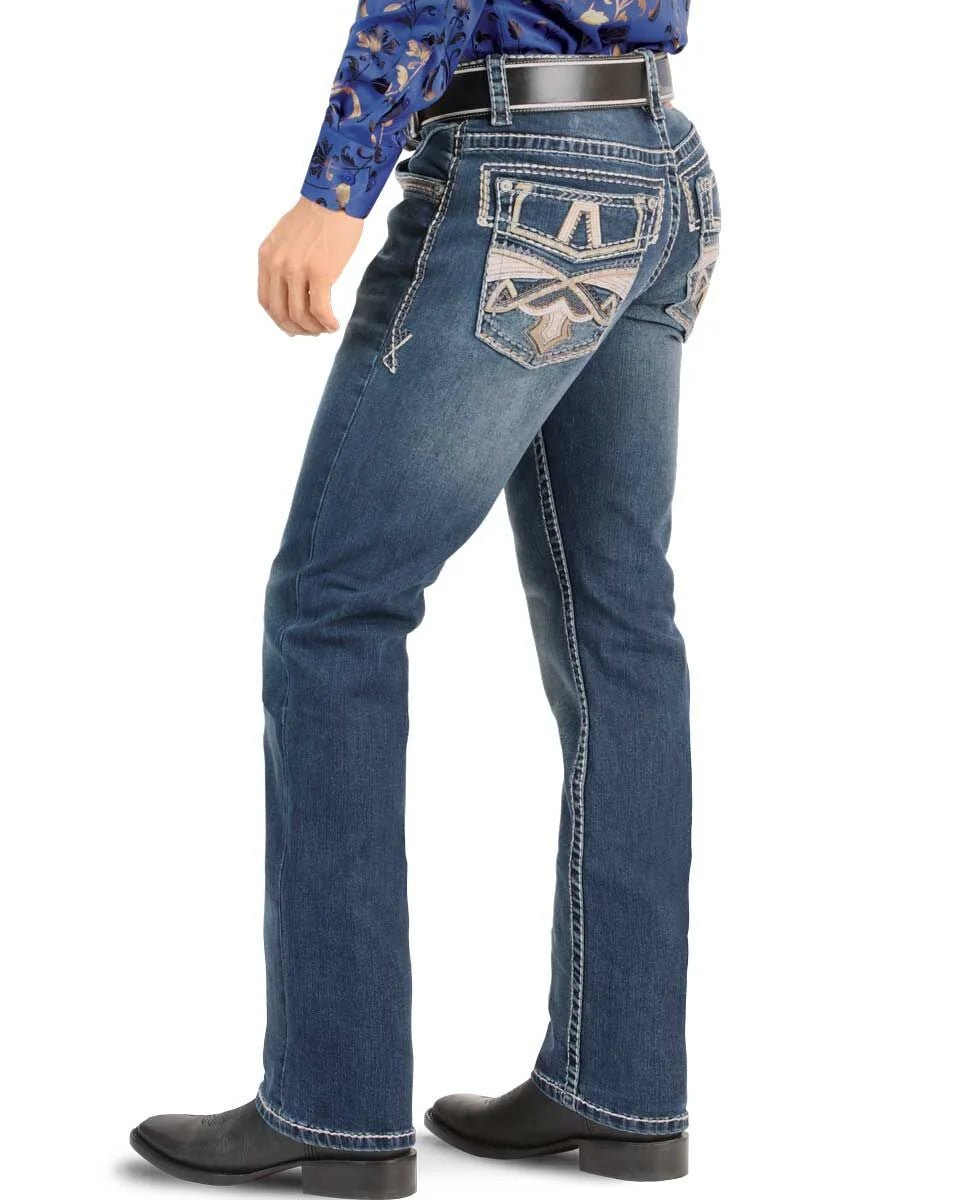 Men's Boot Cut Western Jeans – Stretch Denim Cowboy Pants - Medium Blue 4642 - OriginalWestern.com