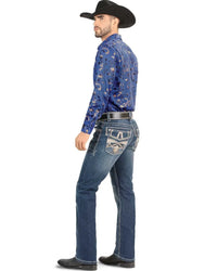 Men's Boot Cut Western Jeans – Stretch Denim Cowboy Pants - Medium Blue 4642 - OriginalWestern.com