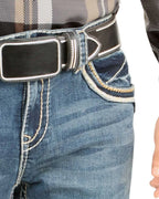 Men's Boot Cut Western Jeans – Stretch Denim Cowboy Pants – Medium Blue 4646 - OriginalWestern.com