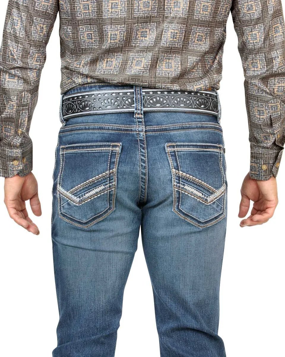 Men's Boot Cut Western Jeans – Stretch Denim Cowboy Pants - Medium Blue 4665 - OriginalWestern.com