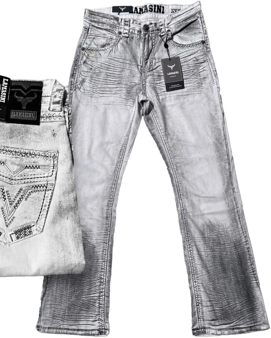 Men's Boot Cut Western Jeans – Stretch Denim Cowboy Pants – White 1866 - OriginalWestern.com