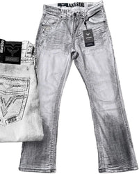 Men's Boot Cut Western Jeans – Stretch Denim Cowboy Pants – White 1866 - OriginalWestern.com