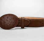 Men’s Brown Ostrich Original Exotic Leather Cowboy Belt 1.5" Oval Buckle - OriginalWestern.com