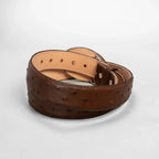Men’s Brown Ostrich Original Exotic Leather Cowboy Belt 1.5" Oval Buckle - OriginalWestern.com