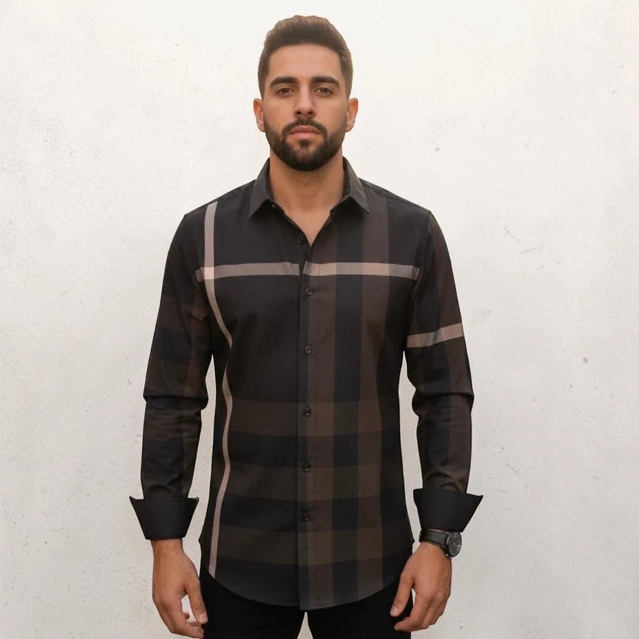 Men's Button Down Shirt with Stripes - Black 097-030 - OriginalWestern.com