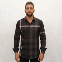 Men's Button Down Shirt with Stripes - Black 097-030