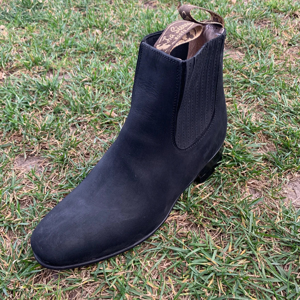 Men's Charro Ankle Boot Nubuck Est. 310 Black - OriginalWestern.com