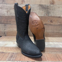 Men's Cowboy Boot Genuine Bull Neck Leather Western Est. 099 Black - OriginalWestern.com