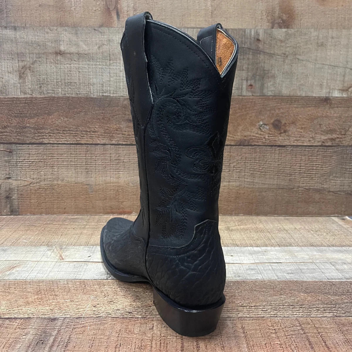Men's Cowboy Boot Genuine Bull Neck Leather Western Est. 099 Black - OriginalWestern.com