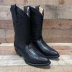 Men's Cowboy Boot Lizard Print Genuine Leather Western Est. 099 Black - OriginalWestern.com
