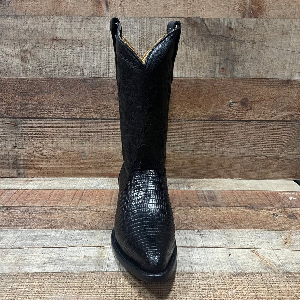 Men's Cowboy Boot Lizard Print Genuine Leather Western Est. 099 Black - OriginalWestern.com