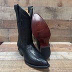 Men's Cowboy Boot Lizard Print Genuine Leather Western Est. 099 Black - OriginalWestern.com