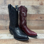 Men's Cowboy Boot Lizard Print Genuine Leather Western Est. 099 Wine - OriginalWestern.com
