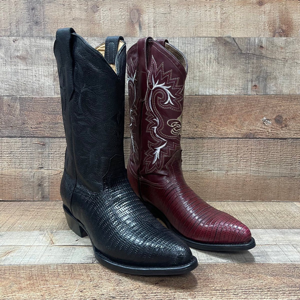Men's Cowboy Boot Lizard Print Genuine Leather Western Est. 099 Wine - OriginalWestern.com