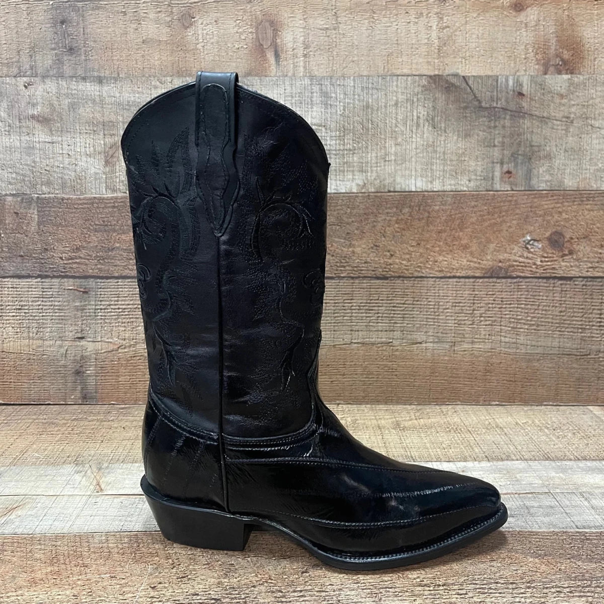 Men's Cowboy Boots Original Eel Leather Western Pointy Est. 099 Black - OriginalWestern.com