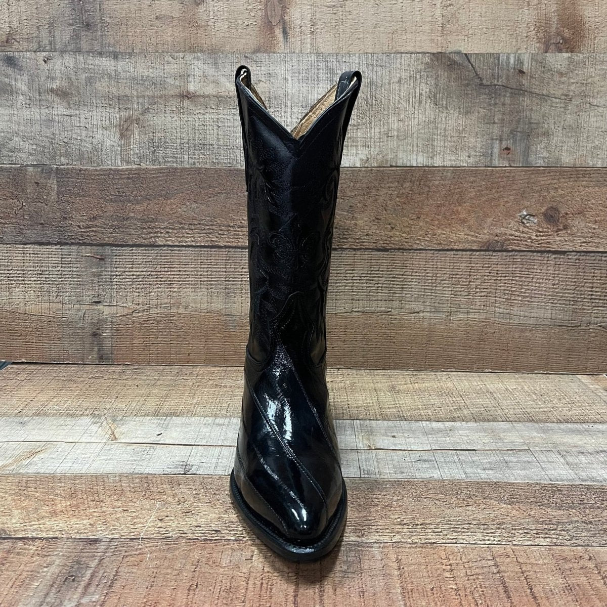 Men's Cowboy Boots Original Eel Leather Western Pointy Est. 099 Black - OriginalWestern.com