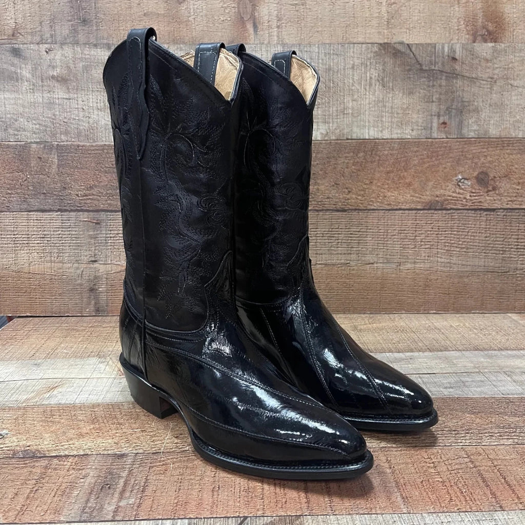Men's Cowboy Boots Original Eel Leather Western Pointy Est. 099 Black - OriginalWestern.com