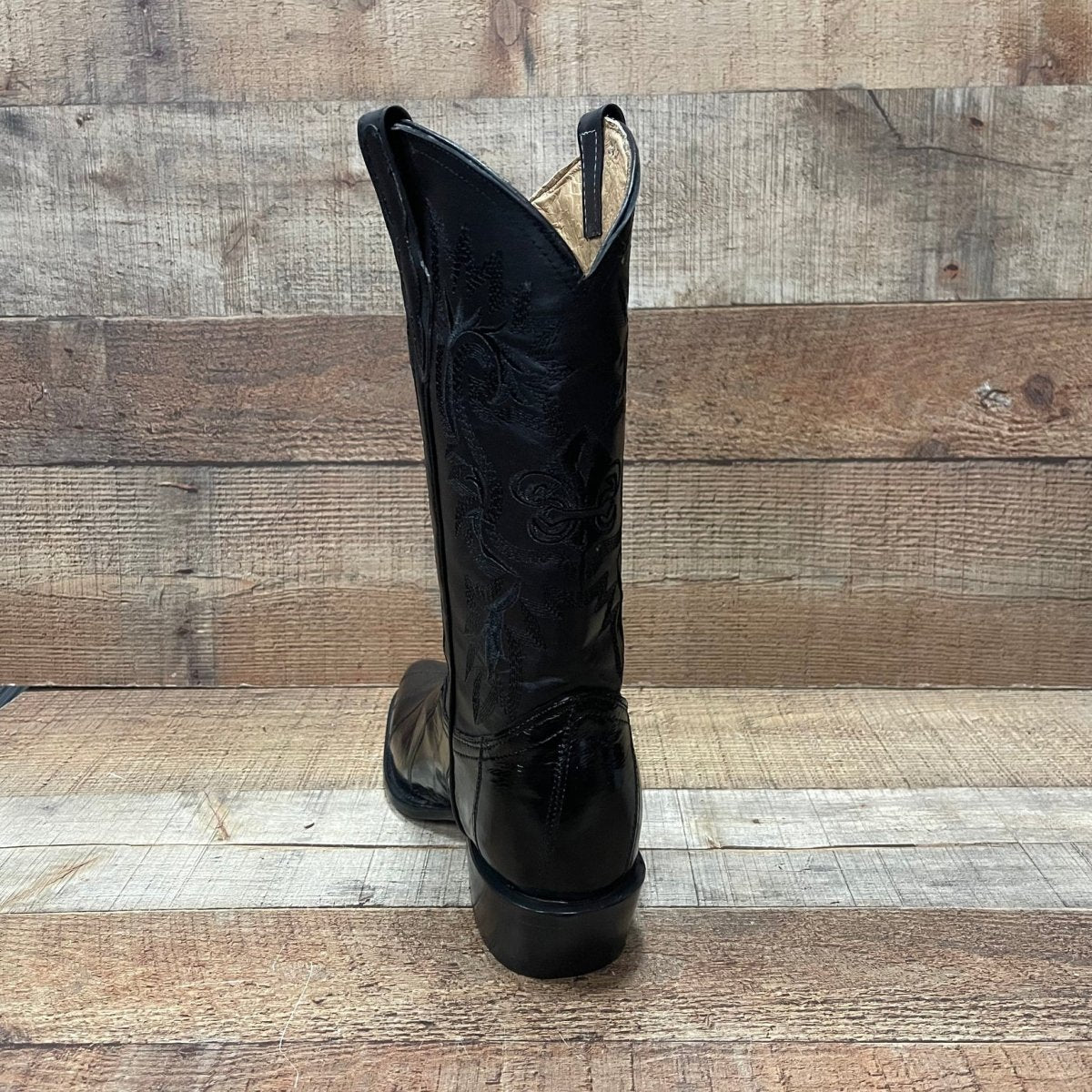 Men's Cowboy Boots Original Eel Leather Western Pointy Est. 099 Black - OriginalWestern.com