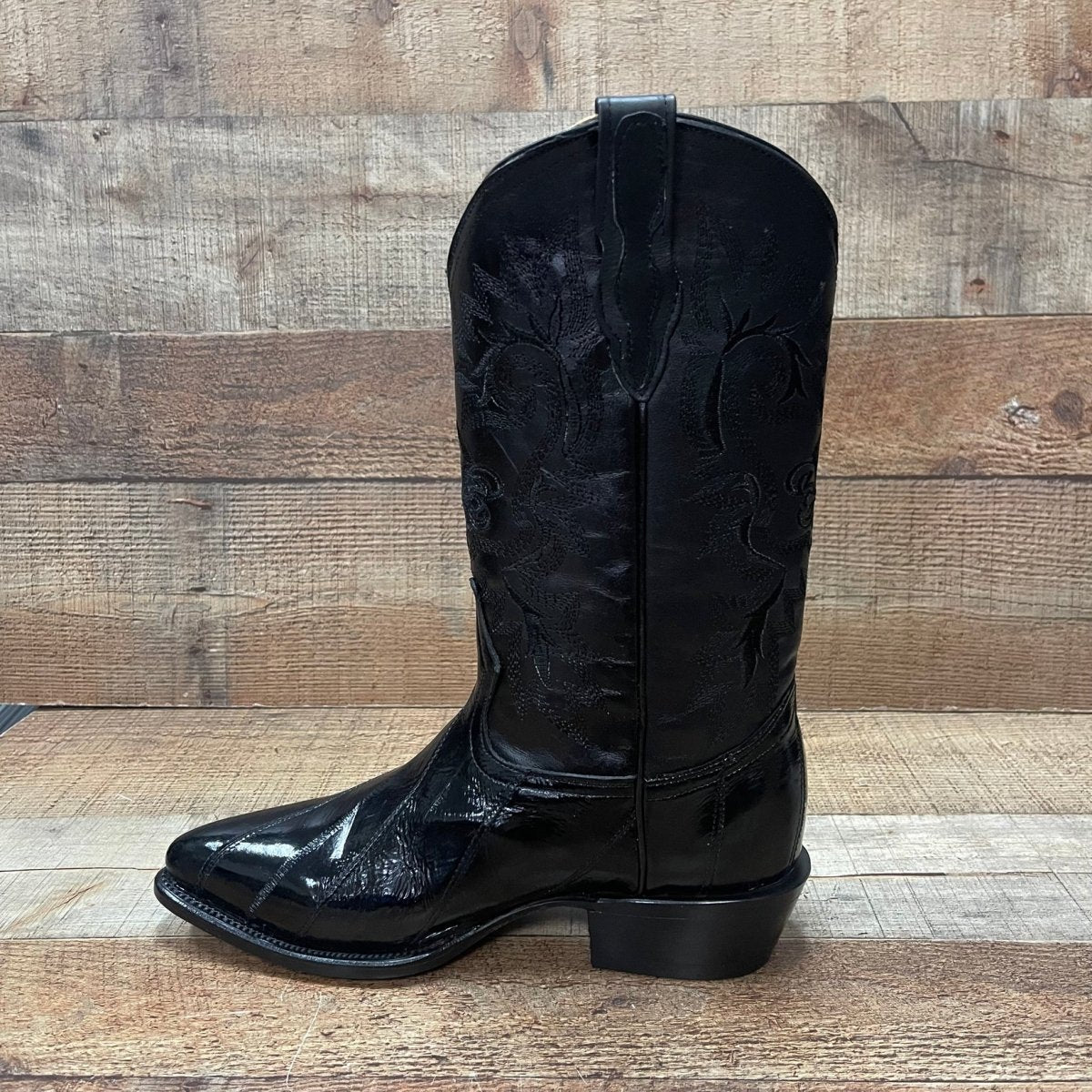 Men's Cowboy Boots Original Eel Leather Western Pointy Est. 099 Black - OriginalWestern.com