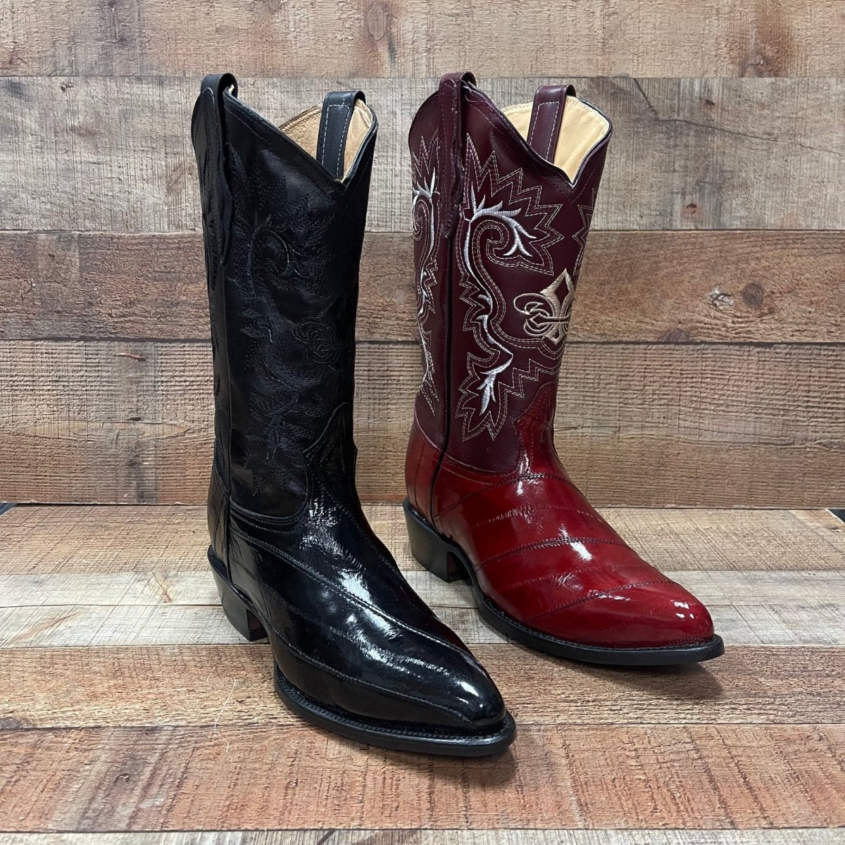 Men's Cowboy Boots Original Eel Leather Western Pointy Est. 099 Wine - OriginalWestern.com